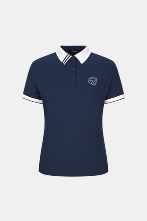 [테일러메이드] 26SS 여성 배색 포인트 카라 반팔 티셔츠 TWTP66742-915_NAVY-a
