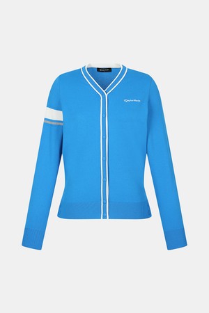 [테일러메이드] 26SS 여성 배색 V넥 니트 가디건 TWSC65224-906_BLUE-a