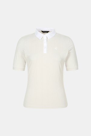 [테일러메이드] 26SS 여성 변형 골지 카라 반팔 티셔츠 TWTP66145-508_BEIGE-a