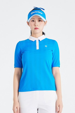 [테일러메이드] 26SS 여성 변형 골지 카라 반팔 티셔츠 TWTP66145-901_BLUE-a