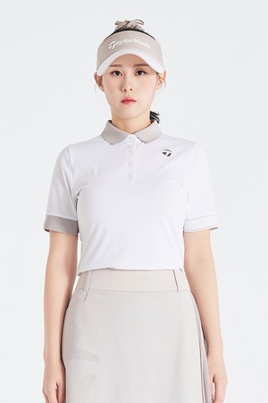 [테일러메이드] 26SS 여성 배색 골지 카라 반팔 티셔츠 TWTP66143-100_WHITE-a