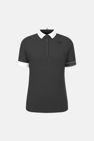 [테일러메이드] 26SS 여성 배색 골지 카라 반팔 티셔츠 TWTP66143-195_GREY-a