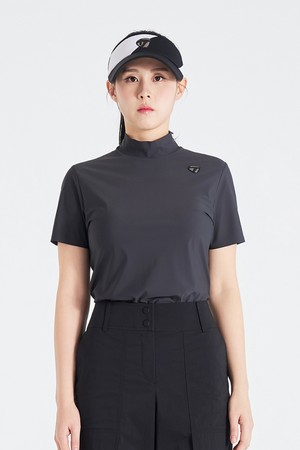 [테일러메이드] 26SS 여성 라인 배색 하이넥 반팔 티셔츠 TWTH66144-195_GREY-a