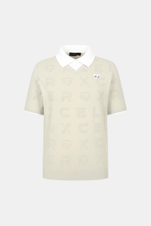 [테일러메이드] 26SS 여성 전판 레터링 카라 반팔 니트 TWSY66122-509_BEIGE-a