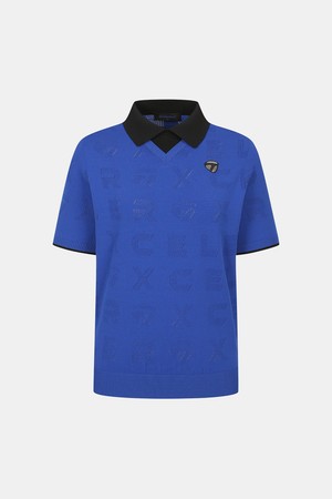 [테일러메이드] 26SS 여성 전판 레터링 카라 반팔 니트 TWSY66122-907_BLUE-a