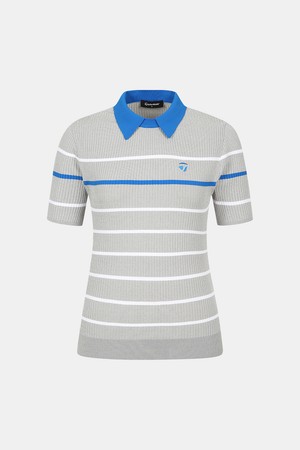 [테일러메이드] 26SS 여성 스트라이프 카라 반팔 니트 TWSY66123-193_GREY-a