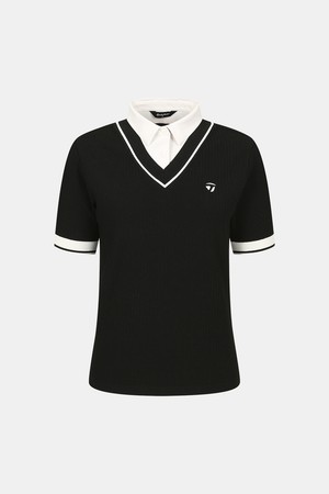 [테일러메이드] 26SS 여성 레이어드룩 카라 반팔 니트 TWSY66124-199_BLACK-a