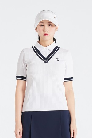 [테일러메이드] 26SS 여성 레이어드룩 카라 반팔 니트 TWSY66124-100_WHITE-a