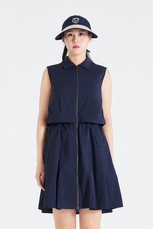 [테일러메이드] 26SS 여성 우븐 카라 플리츠 민소매 원피스 TWON66103-915_NAVY-a