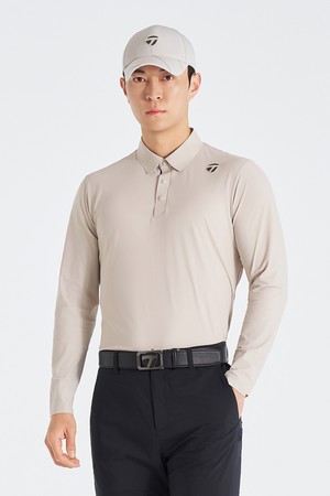 [테일러메이드] 26SS 남성 등판 핫멜트 절개 카라 티셔츠 TMTY61241-509_BEIGE-a