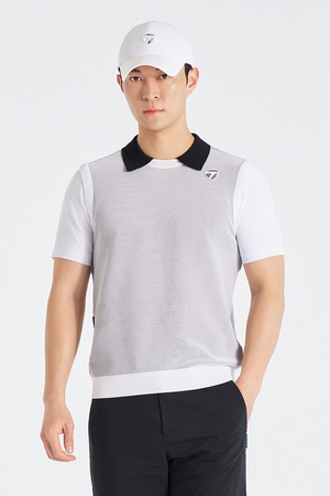 [테일러메이드] 26SS 남성 레이어드룩 카라 반팔 니트 TMSY62122-100_WHITE-a