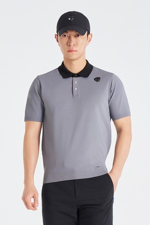 [테일러메이드] 26SS 남성 레터링 카라 반팔 니트 TMSY62121-190_GREY-a