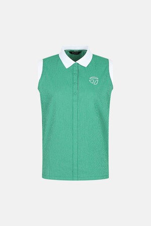 [테일러메이드] 26SS 여성 써커 핀스트라이프 카라 민소매 티셔츠 TWTP66246-804_GREEN-a