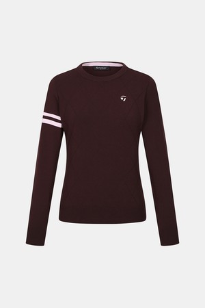 [테일러메이드] 26FW 여성 아가일 라운드 풀오버 니트 TS6-77HG21-420_WINE-a