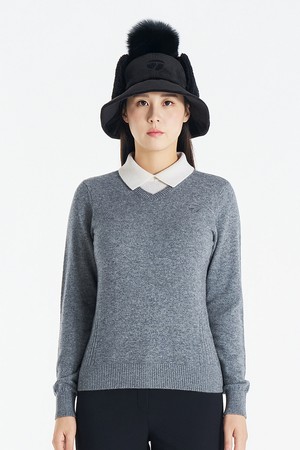[테일러메이드] 26FW 여성 캐시미어 카라 레이어드 니트 TS6-72HG21-193_GREY-a