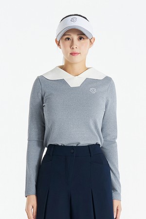 [테일러메이드] 26FW 여성 와이드 배색 카라 티셔츠 TT6-72HG45-193_GREY-a