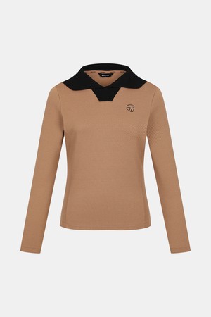 [테일러메이드] 26FW 여성 와이드 배색 카라 티셔츠 TT6-72HG45-509_BEIGE-a