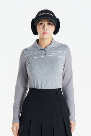 [테일러메이드] 26FW 여성 기모 니트 배색 티셔츠 TT6-74HG41-193_GREY-a
