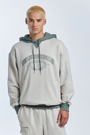 Traveller`s Two Tone Hoodie (Oatmeal Melange + Sage)