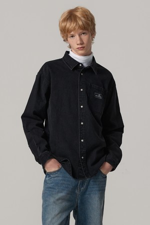 빈티지 워시드 블랙 데님 셔츠 BOCSH313M