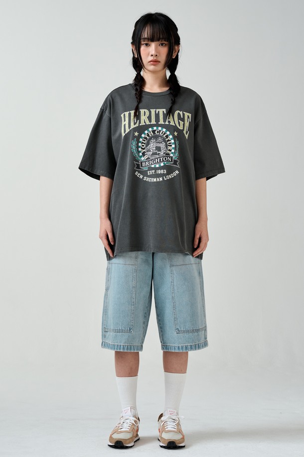 Ben Sherman - 데님 - 워시드 더블니 카펜더 버뮤다 데님 팬츠 슬레이트블루 BPBDP246U