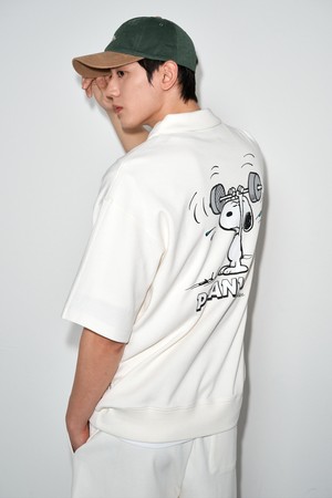 남성 스누피 반집업 카라 반팔티셔츠 FPBTS279M