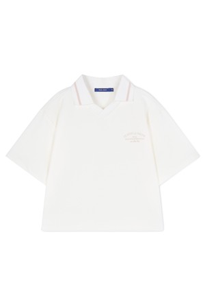 여성 SET-UP 넥 카라 배색 반팔티셔츠 FPBTS736F