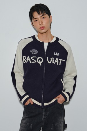 레글런 배색 집업 가디건 BPDSW486M