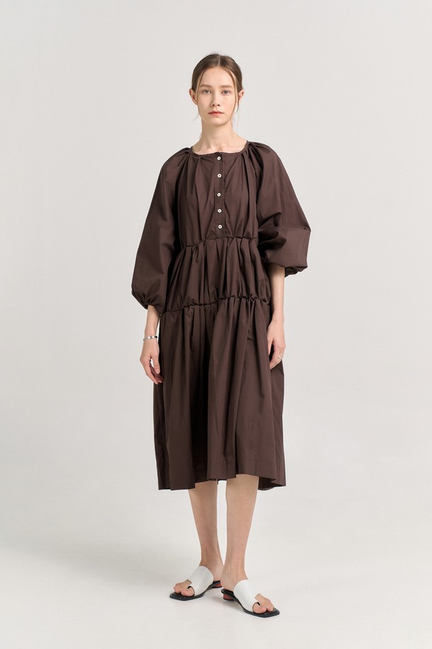 CREM38 - 긴소매 원피스 - ASSUNTA KAFTAN DRESS_BROWN