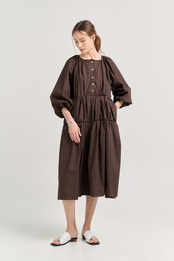 CREM38 - 긴소매 원피스 - ASSUNTA KAFTAN DRESS_BROWN