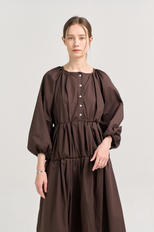 CREM38 - 긴소매 원피스 - ASSUNTA KAFTAN DRESS_BROWN