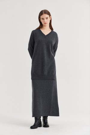 LARENTU OVER V NECK SWEATER_GRIGIO SCURO MELANGE