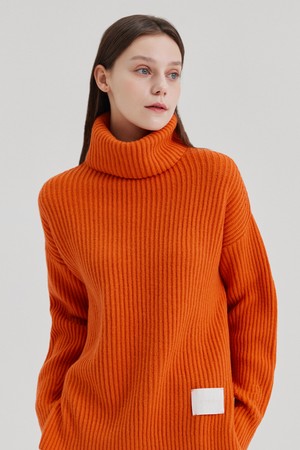 TESEO TURTLENECK RIBBED SWEATER_ARANCIO