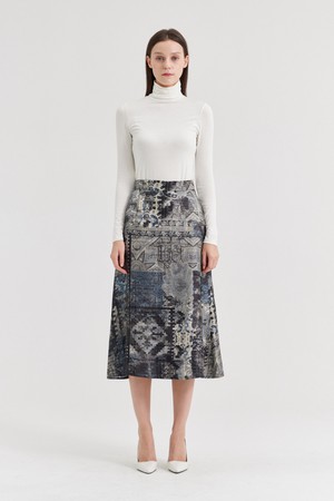 PUNTINA PRINTED SILK MIDI SKIRT_VAR 004