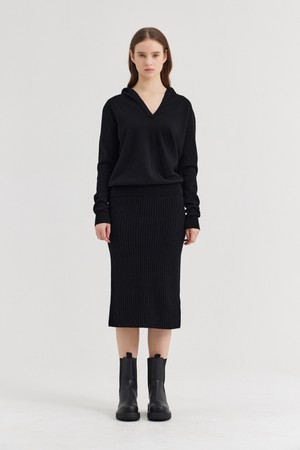 VIRGILIO PENCIL RIBBED SKIRT_NERO