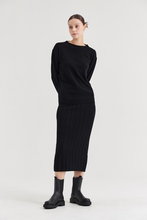 DOMENICA RIBBED SKIRT_NERO