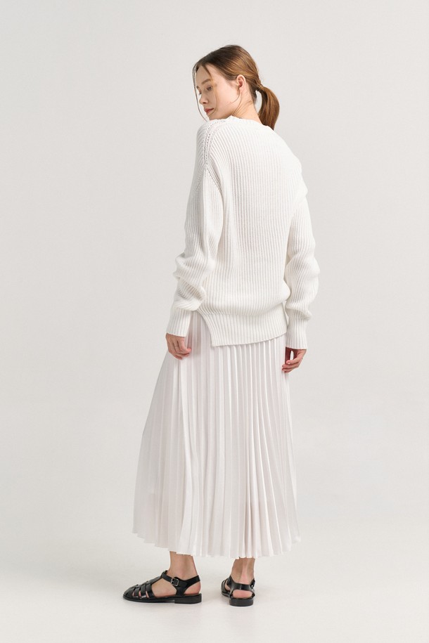 CREM38 - 스웨터 - BATISTA KNITTED RIBBED SWEATER_WHITE