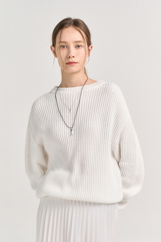 CREM38 - 스웨터 - BATISTA KNITTED RIBBED SWEATER_WHITE