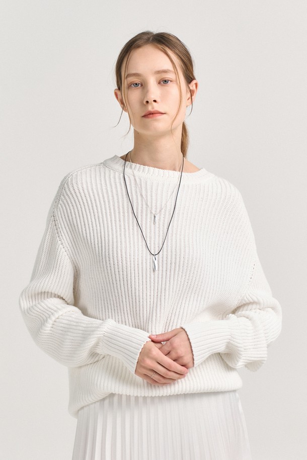 CREM38 - 스웨터 - BATISTA KNITTED RIBBED SWEATER_WHITE