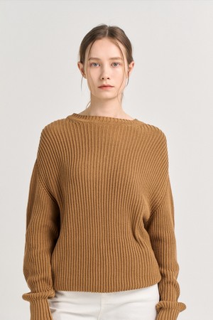 BATISTA KNITTED RIBBED SWEATER_NOCCIOLA