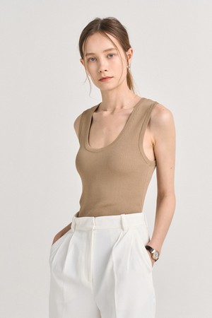 BELLA KNITTED RIBBED TOP_NOCCIOLA