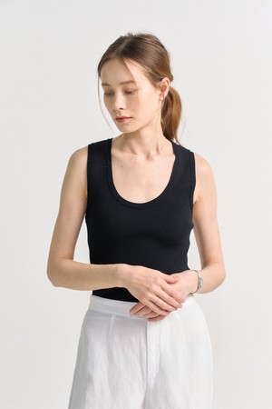 BELLA KNITTED RIBBED TOP_BLACK