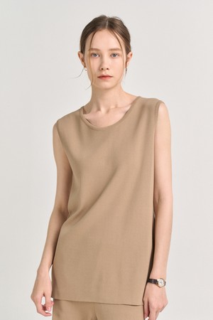 EMMA KNITTED SLEEVELESS TOP_NOCCIOLA