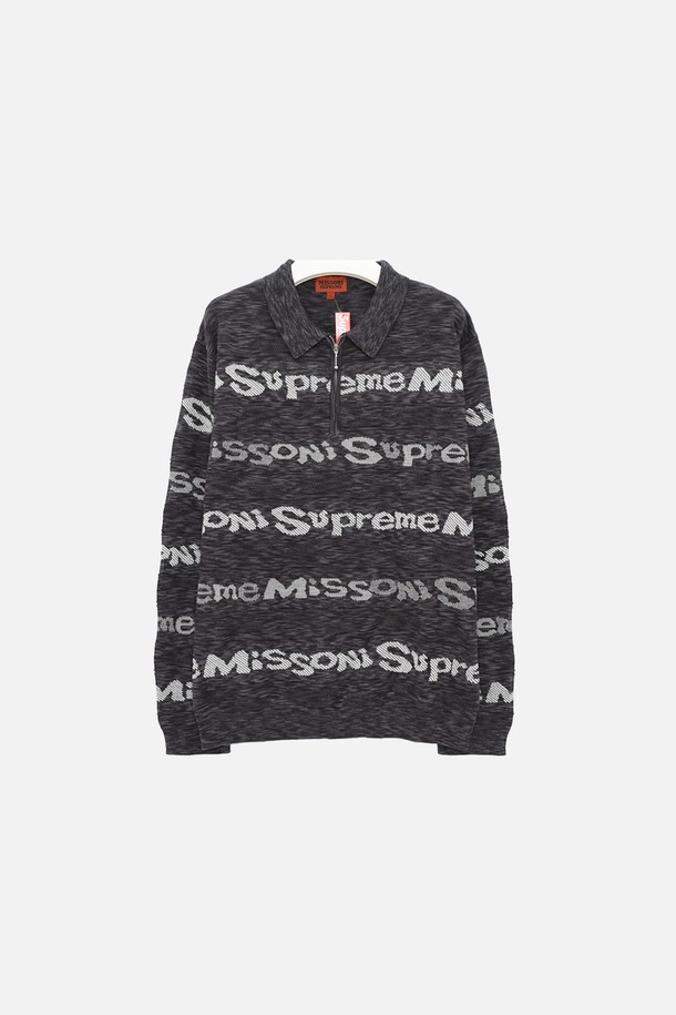 SUPREME - 스웨터 - 슈프림 미쏘니 콜라보 롱슬리브 폴로 반집업 남성 니트 FW21KN86 BLK