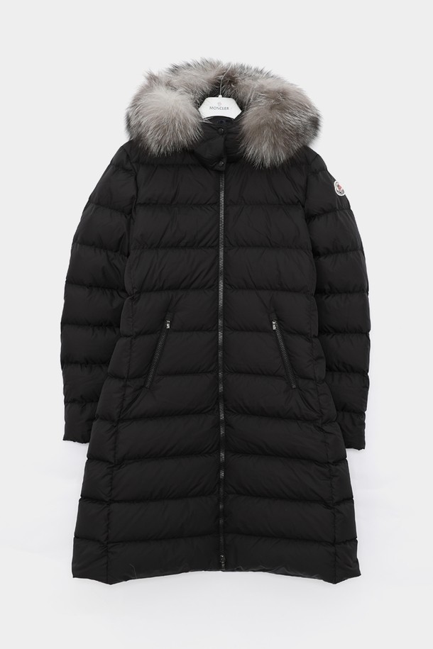 MONCLER - 키즈아우터 - 몽클레어키즈 아벨 패치로고 폭스후드 여아 롱패딩 자켓 1C52012 68352 999 ABELLE/10A