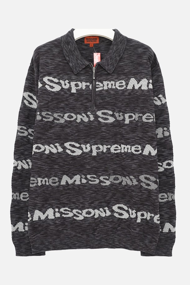 SUPREME - 스웨터 - 슈프림 미쏘니 콜라보 롱슬리브 폴로 반집업 남성 니트 FW21KN86 BLK