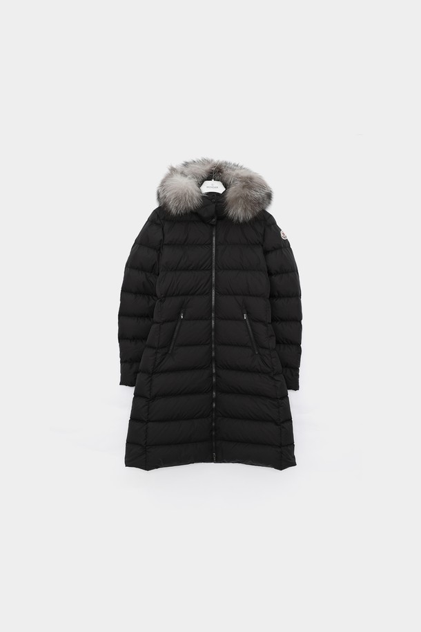 MONCLER - 키즈아우터 - 몽클레어키즈 아벨 패치로고 폭스후드 여아 롱패딩 자켓 1C52012 68352 999 ABELLE/10A