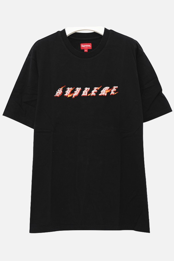 SUPREME - 반팔티셔츠 - 슈프림 프라미스 파이어 로고 반팔 남성 티셔츠 SS22KN81 BLACK