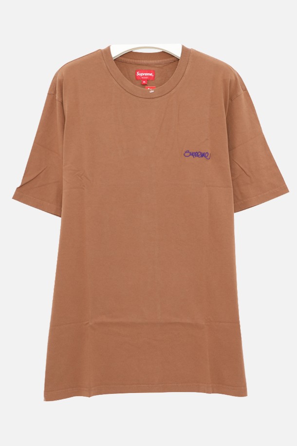 SUPREME - 반팔티셔츠 - 슈프림 워시드 핸드스타일로고 반팔 남성 티셔츠 SS22KN83 BROWN