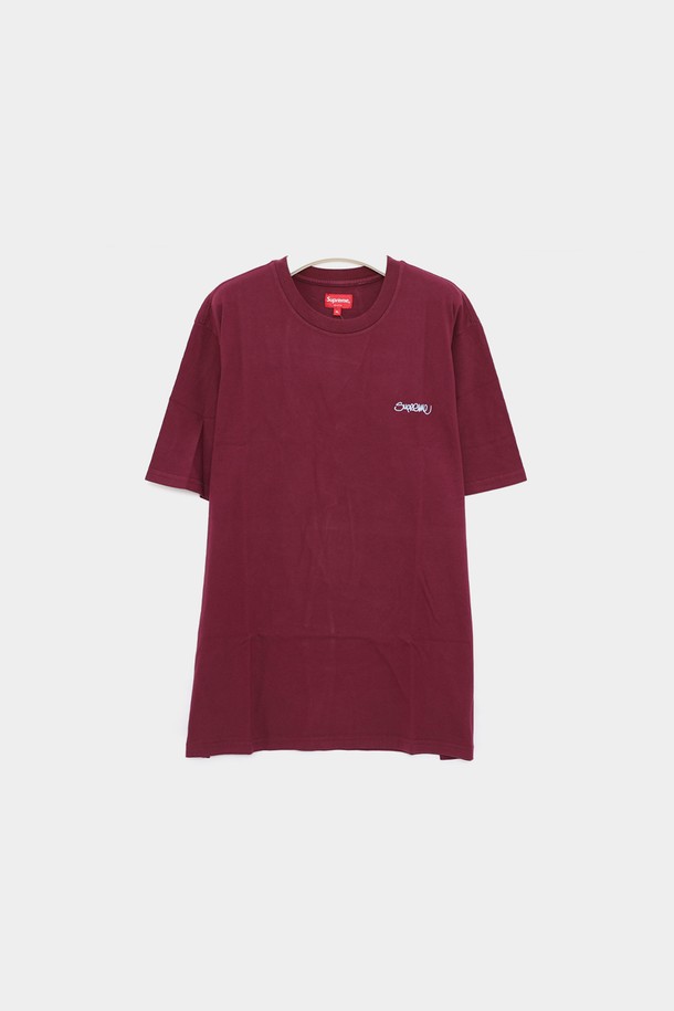 SUPREME - 반팔티셔츠 - 슈프림 워시드 핸드스타일로고 반팔 남성 티셔츠  SS22KN83 PLUM